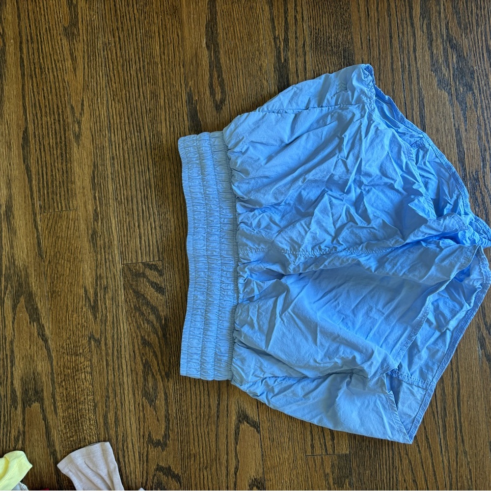 Light Blue Elastic Waist Shorts